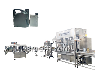 6頭5L潤滑油機(jī)油灌裝機(jī)，搓蓋機(jī)配提升機(jī)，雙面貼標(biāo)機(jī)線